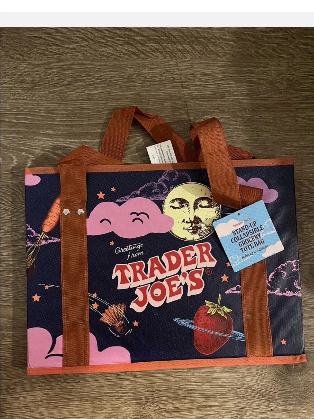 Trader Joe's Stand-Up Collapsible Grocery Tote Bag new